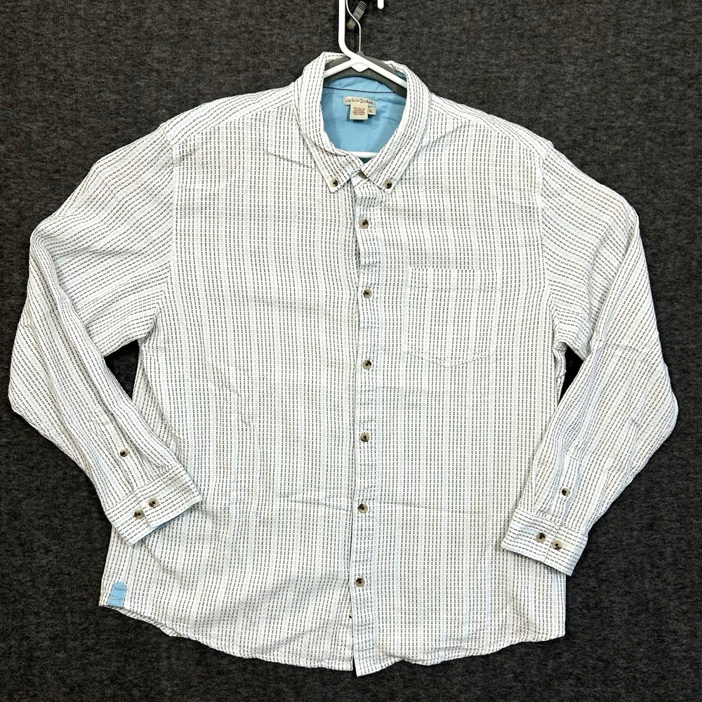 Carbon2 Cobalt Shirt Men's XL Hairline Stripe Soft Cotton Long Sleeve Geometric
